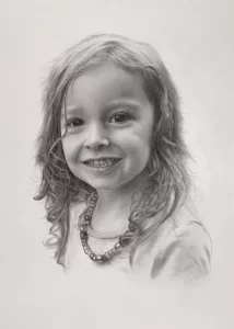 retrato de niña a lápiz